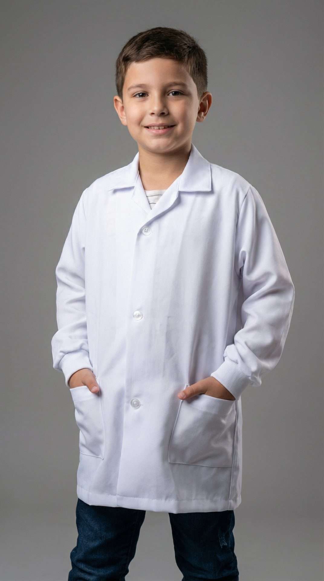 Jaleco Infantil Masculino Branco – Profissionalismo e Conforto para Meninos