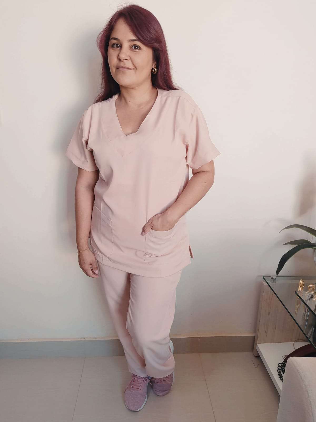 Pijama Cirúrgico Feminino Nude Gabardine