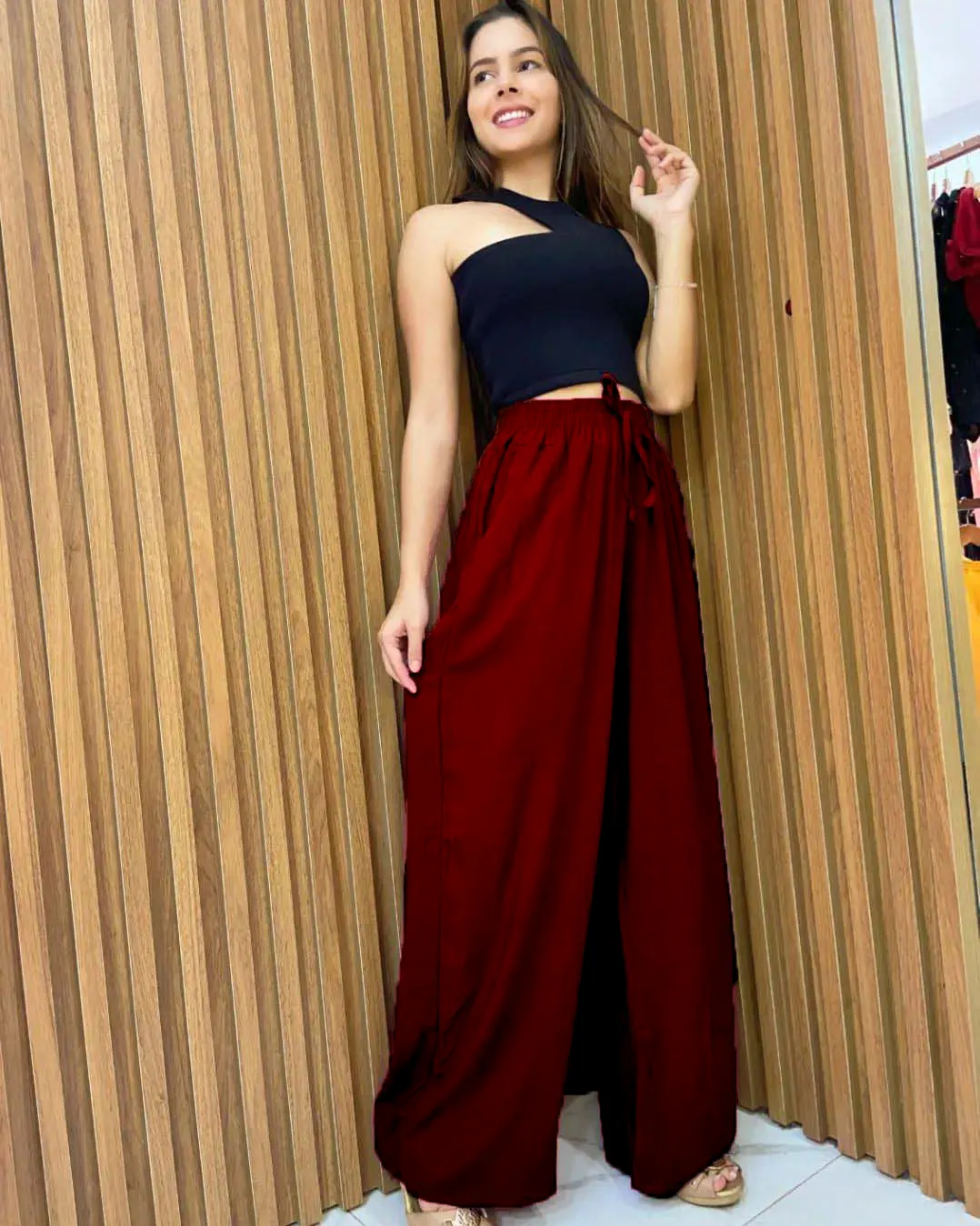 Calça Pantalona Vinho