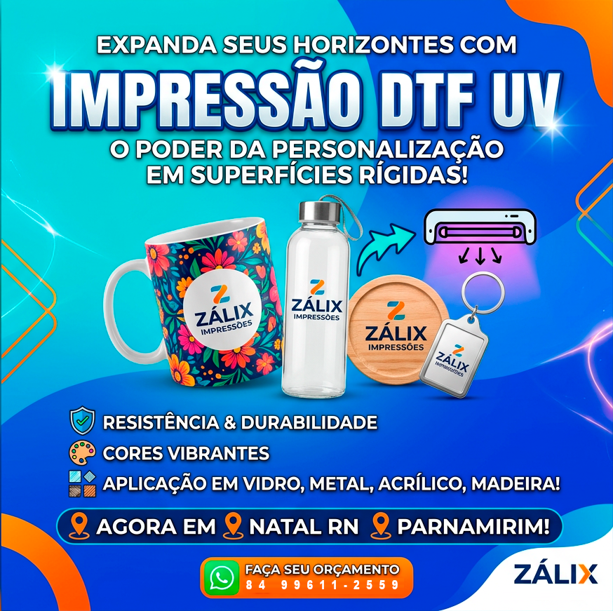 Impressão DTF UV em Natal RN e Parnamirim: alta definição para adesivos, rótulos e personalizados
